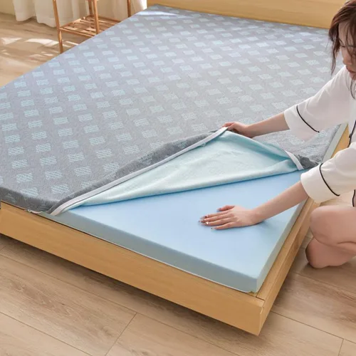 Vista 19 de Cubrecolchón de espuma viscoelástica de gel, protector de colchón refrescante, cubrecolchón de cama con infusión de gel con funda extraíble lavable