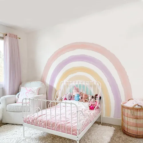 Vista 9 de Calcomanías de pared de acuarela de gran tamaño para despegar y pegar, autoadhesivas, precortadas, coloridas calcomanías de arte de pared