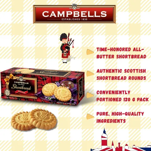 Vista 5 de Campbells Shortbread Pure Butter Rounds 4.23 oz (120g) – Galletas de mantequilla escocesas tradicionales de Escocia, galletas de té inglesas