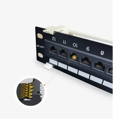 Vista 5 de 1U 12 puertos Cat5E Wallmount Patch Panel, UTP Ethernet Patch Panel con RJ45 Cat5E adaptador Patch Panel