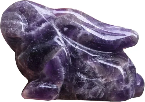 Vista 5 de Estatua de conejo sentado de piedra de sangre natural de África de 2 pulgadas, escultura decorativa de Fengshui para decoración del hogar, cristal