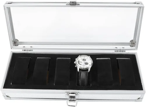 Vista 3 de TOPINCN Caja de reloj rectangular para organizador, 1 unidad, en caja, 12 ranuras de rejilla para soporte para bolsa organizadora para organizador