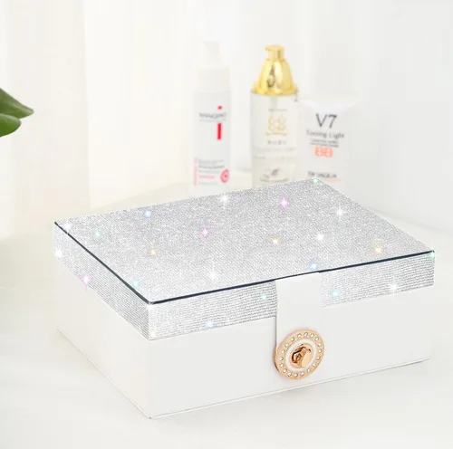Vista 9 de QBestry Organizador de aretes de tuerca para niñas, caja organizadora de joyas, caja de aretes para niñas, caja de joyería para niñas, organizador