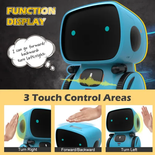 Vista 4 de KaeKid Robots para niños, robótico inteligente interactivo con sensor táctil, control de voz, reconocimiento de voz, canto, baile, repetición