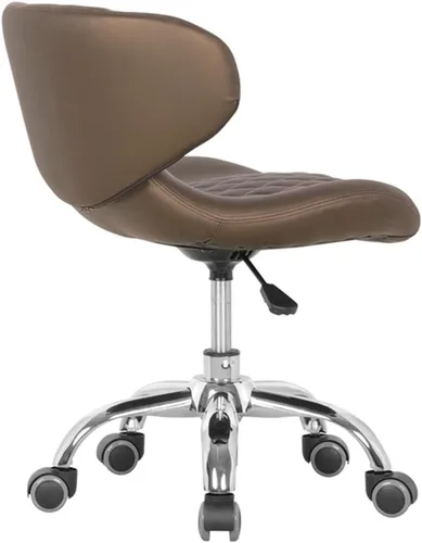 Vista 5 de MAYAKOBA HugoII Taburete corto (costura de diamante café), asiento rodante con altura ajustable de 13 a 15 pulgadas, perfecto para sala