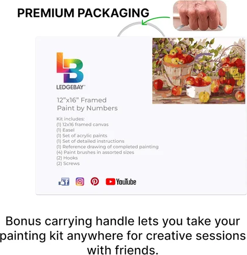 Vista 8 de Ledgebay Kit de Pintura por Números DIY para Adultos, Lienzo Enmarcado para Principiantes a Avanzados, Kit de Pintura por Números, los Kits Incluyen