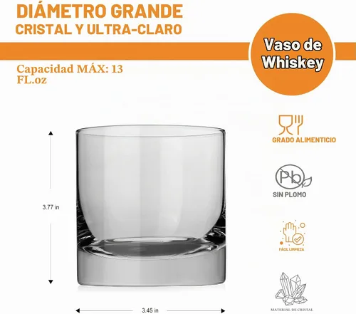Vista 2 de LUXU Vasos de whisky de cristal, base pesada de 13 onzas, vasos de barra baja para bourbon, whisky escocés, cócteles, coñac, vasos de cóctel