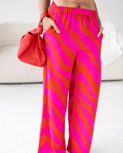 Vista 3 de The Drop Pantalón con estampado de cebra rosarojo para mujer de victoriouslogan
