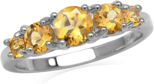 Vista 19 de Silvershake Anillo de plata de ley 925 chapada en oro blanco o amarillo con piedra natal de 5 piedras para mujer Azul zafiro creado