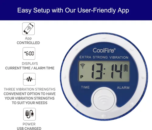 Vista 4 de Coolfire - Reloj despertador con banda de sudoración vibratoria, pulsera de alarma silenciosa para despertarse, reloj de vibración para parejas, Azul