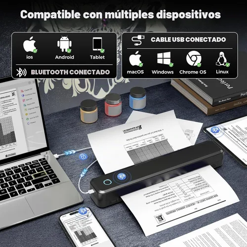 Vista 2 de Impresora térmica portátil 2 en 1, impresora de la plantilla del tatuaje