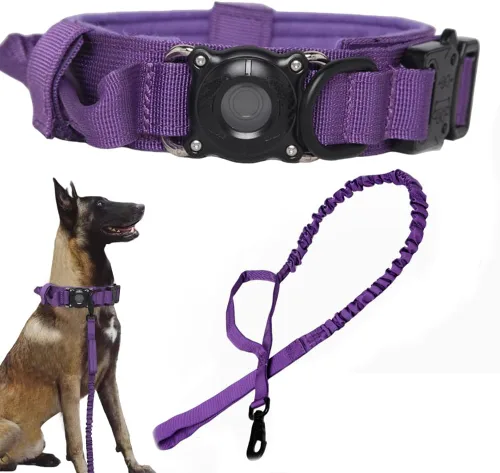 Vista 17 de Collar táctico para perro, ajustable, militar, de nailon, con asa de control y hebilla de metal resistente para perros medianos y grandes (negro, S)