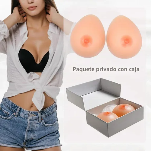 Vista 4 de MERSTEYO Silicona Mama Formas Mastectomía Prótesis Para Cosplay Crossdresser Transgénero Waterdrop 1 Par A A II Copa Beige