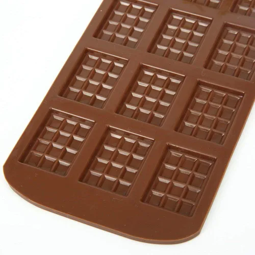 Vista 5 de Paquete de 2 moldes rectangulares de silicona de 12 cavidades para chocolate con gofres finos para bricolaje, chispas de chocolate
