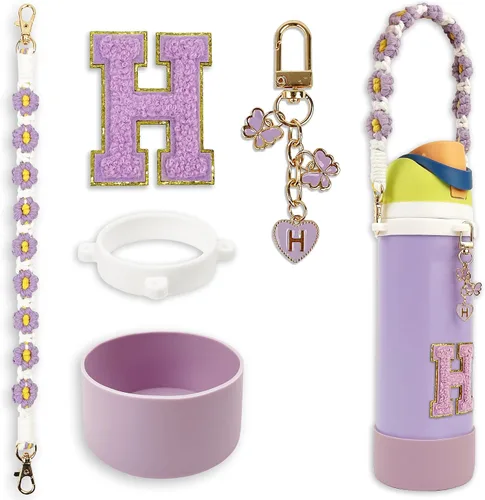 Vista 94 de SITKOL Juego de Monogramas Bonitos de Silicona Compatible con Botella de Agua Owala 24 oz, 32 oz, 40 oz - Accesorios Perfectos con la Letra Owala