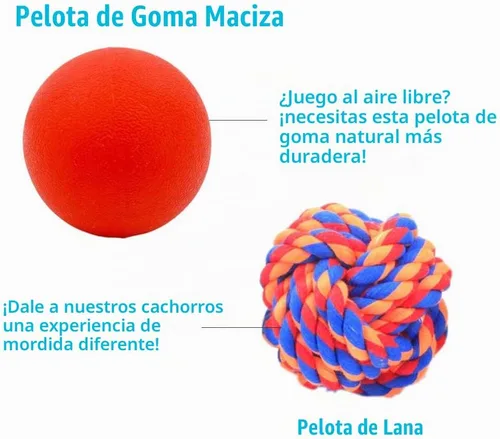 Vista 5 de Volacopets Pelotas para cachorros, paquete con diferentes funciones y juguetes de dentición para perros pequeños, bolas chirriantes para perros