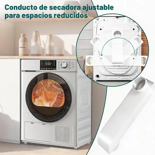 Vista 7 de Periscope - Ventilación telescópica para secadora de 9.5 a 14.5 pulgadas, de acero inoxidable, ajustable, kit de conector de perfil bajo para Blanco