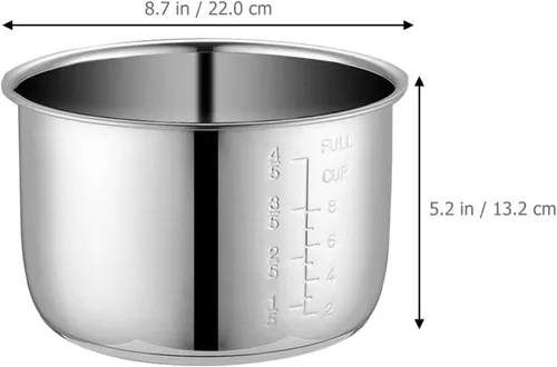 Vista 4 de Cabilock Olla de arroz de acero inoxidable de repuesto para olla interior de 4 litros, accesorio compatible con ollas eléctricas y a presión de 8.66