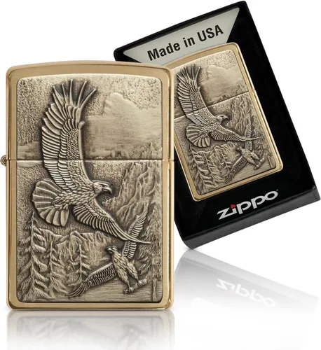 Vista 11 de Zippo Encendedor de bolsillo Eagles Dare - Encendedores recargables con tapa abatible a prueba de viento - Encendedores de bolsillo con diseño Negro