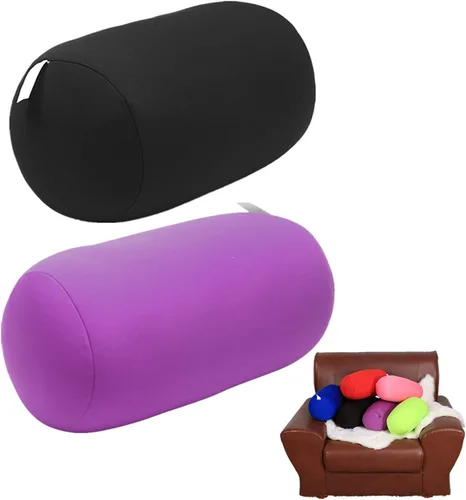 Vista 11 de ASkinds 2 almohadas cilíndricas cómodas de rollo de microperlas Jelly Bean Bed Pillow Tube Pillow Cojín para cabeza, cuello, soporte de espalda
