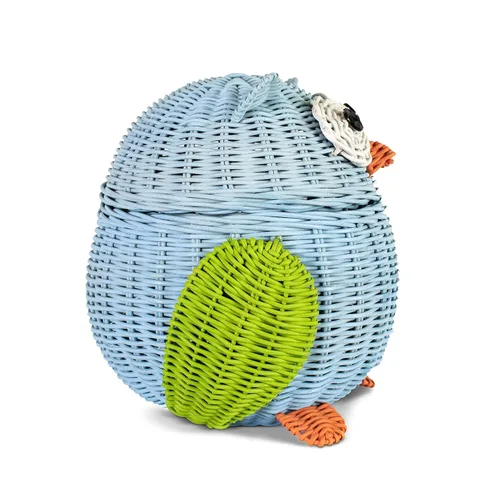 Vista 3 de G6 COLLECTION Cesta de almacenamiento de ratán con tapa, decoración decorativa para el hogar, organizador de estantes tejido a mano, lindo regalo