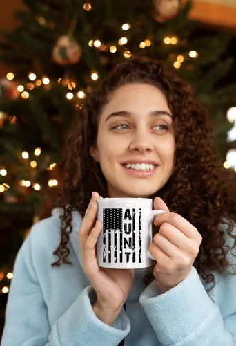 Vista 2 de Kropsis Taza de café de cerámica con diseño de bandera americana para familiares y amigos, color blanco