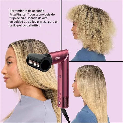 Vista 2 de Shark FlexStyle, sistema Air Multi-Styler y secado, cereza negra, HD457CR Sin daños por calor, un giro entre la secadora y el moldeador, 4 ajustes