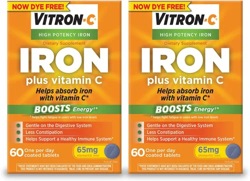 Vista 2 de Vitron-C Suplemento de hierro, una vez al día, suplemento de hierro de alta potencia con vitamina C y suplemento de hierro y apoyo inmune