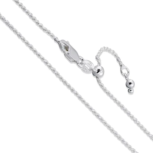 Vista 5 de Cadena de Plata de Ley 925 con Corte de Diamante de Cuerda 1.1mm 1.5mm 1.7mm 2mm 2.5mm Sólido, Nueva Collar de Italia