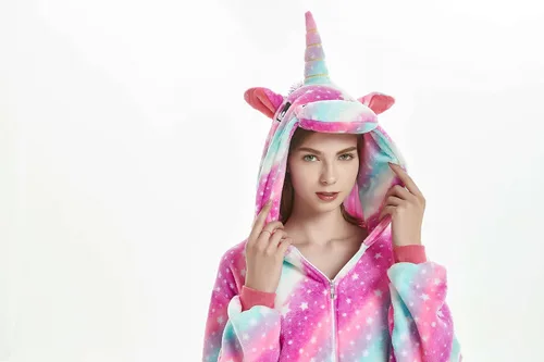 Vista 4 de Nousion Licorne Unisex Adult Onesies Pajamas, Cosplay Christmas Sleepwear Onesies Outfit