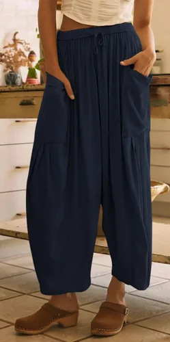 Vista 2 de Pantalones de yoga tipo harén palazzo de pierna ancha para mujer, casuales, holgados, para playa, pilates, descanso, con bolsillos