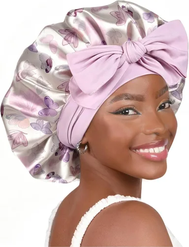 Vista 10 de YANIBEST Gorro de seda ajustable para mujeres durmientes, gorro de satén de doble capa que reduce la fricción y evita el encrespamiento y el cabello