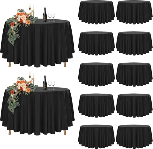 Vista 14 de Paquete de 12 manteles rectangulares beige para mesas de 6 pies de 60 x 102 pulgadas, manteles impermeables beige a granel para bodas, poliéster