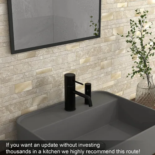 Vista 9 de BeNice Stone Peel and Stick Backsplash - Azulejo lineal de metro beige 10pieza(s)
