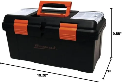 Vista 6 de Homak Caja de herramientas de plástico con bandeja y divisores, negro, 19.25 pulgadas