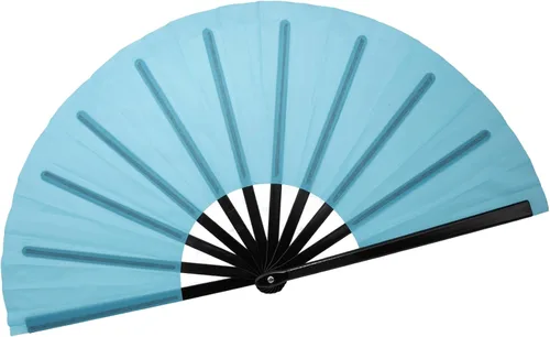 Vista 10 de QIRMIZI Abanico grande plegable para rave – Abanicos de tela de nailon, abanicos retro vintage para kung fu, tai chi, danza, festivales de música
