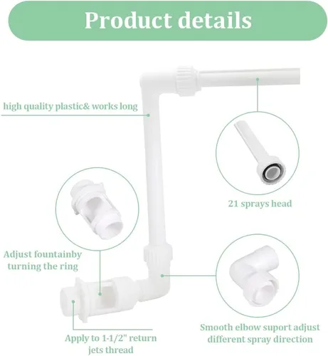 Vista 4 de Fuente de piscina para piscina, rociador de cascada para piscina, rociador divertido para piscina con rosca de 1.5 pulgadas para natación