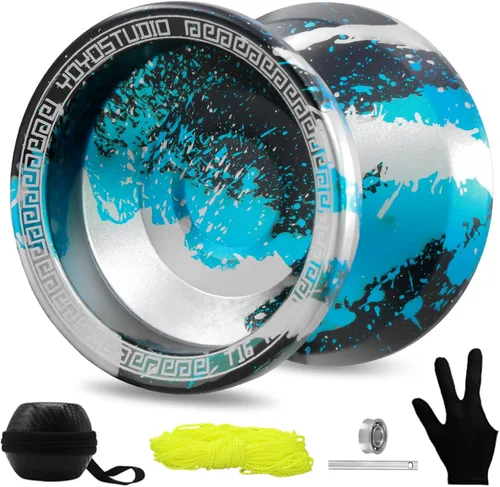 Vista 10 de YOYOSTUDIO Yoyo P1 Crystal Black & T16 Negro Verde Púrpura, Yoyos profesionales de doble propósito, paquete de 2, Yoyo sensible para niños de 8 a 12