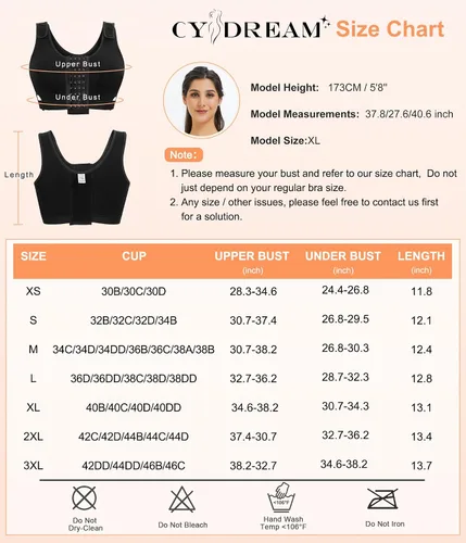 Vista 7 de CYDREAM Sujetador de compresión para uso diario con cierre frontal inalámbrico para mujer, con tirantes ajustables