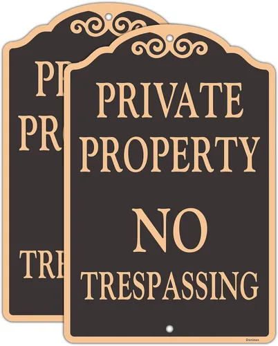 Vista 6 de Paquete de 4 carteles grandes de propiedad privada que no entran, metal, aluminio, reflectante, ideal para puerta delantera, césped, jardín