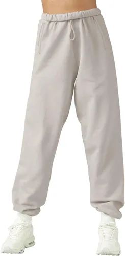 Vista 4 de LASLULU Pantalones deportivos de forro polar para mujer, de cintura alta, pantalones deportivos con bolsillos