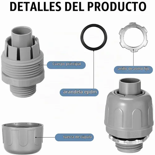 Vista 3 de Maitys Conector hermético de líquido de 1/2 pulgada, accesorios de conducto eléctrico de PVC, conector de conducto flexible recto de 180 grados