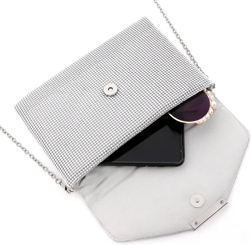 Vista 5 de Naimo Bolso cruzado con diamantes de imitación de cristal brillante bolso de mano de noche de diamante bolso para teléfono celular para fiesta