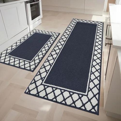 Vista 30 de COSY HOMEER Juegos de 2 Alfombras de Cocina Lavables Antideslizantes Tapetes de Cocina para Piso Absorbentes Alfombra Corredor de Cocina