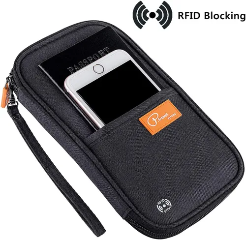 Vista 40 de VanFn Cartera RFID para pasaporte de viaje, soporte para pasaporte familiar, organizador de documentos de viaje serie P.Travel (nailon, gris)