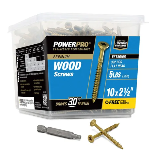 Vista 16 de Power Pro Tornillos de madera para exteriores de alta calidad, tornillos de cubierta multiusos #8 x 1-1/2 pulgadas para proyectos al aire libre