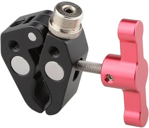 Vista 7 de CAMVATE Super Clamp - 1673 - Pinza de alicates de cangrejo con tornillo de conversión de 1/4 a 5/8 pulgadas (mango en T rojo)