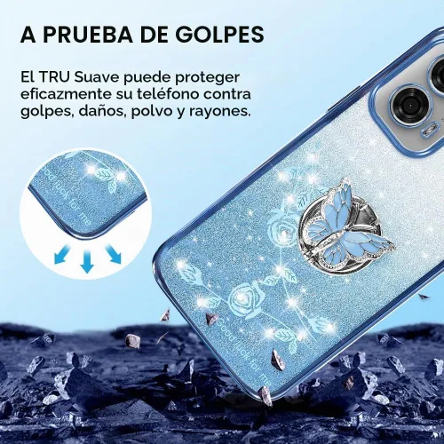 Vista 2 de Funda protectora para Motorola Moto G24, funda protectora de TPU con función atril y correa para Motorola G24 Power (azul)