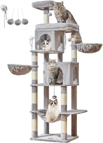 Vista 8 de Taoqimiao - Árbol para gatos, torre de gatos de 77 pulgadas para gatos grandes, condominios de varios niveles para gatos de interior con 2
