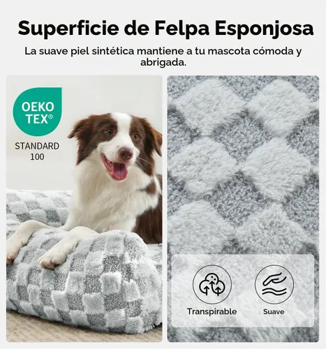 Vista 2 de Made4Pets Sofá cama para interiores de gatos y perros, sofá suave de piel sintética a cuadros, acogedor sofá esponjoso para mascotas con espuma